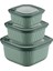 Home 3'lü Microline Saklama Kabı Seti, 600-1100-1800 Ml, Hava Tahliye Kapağı ile Mikrodalgada Kapağı Kapalı Isıtma, Vakumlu, Sızdırmaz, Bpa Free, Silikon Kapaklı,gıda Saklama Pp (Yeşil) 1