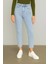 Yüksek Bel Kadın Mom Fit Jean – Açık Kar Mavisi Esnek Denim, Düz Dar Paça, Günlük Rahat Kalıp 5