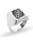 Dikdörtgen Motifli Parlak Gümüş Erkek Yüzük 2