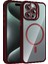 Apple iPhone 15 Pro Max Remim Lensli Magsafe Standlı Kapak - Bordo 1