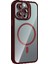 Apple iPhone 15 Pro Max Remim Lensli Magsafe Standlı Kapak - Bordo 2
