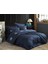 Elegant Nakışlı Pamuk Saten Çift Kişilik Nev Takımı Zeugma Lacivert 1