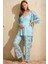 Ip Askılı V Yaka Kadın Çiçek Desenli Yazlık Dantel Detaylı Hamile Pijama Takımı Sabahlık 1