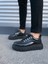 JY010 Cloud Bağcıklı Rugan Erkek Günlük Sneaker Ayakkabı Rst - Siyah 2