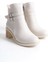 Noemı Tokalı Fermuarlı Ortopedik Taban Topuklu Kadın Bot Ckt - Krem 4
