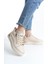 Dına Bağcıklı Fermuarlı Ortopedik Taban Kadın Sneaker Spor Ayakkabı Ckt - Krem/altın 1
