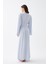 Kadın Uzun Mavi Penye Sabahlık 5