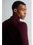 Merino Yün Ipek Karışım Polo Yaka Yarım Fermuarlı Bordo Triko 2