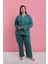 Kadın Büyük Beden Petrol Rengi Düğmeli Pijama Takımı 4