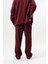 Erkek Şerit Detaylı Kışlık Doubleface Baggy Eşofman Altı Bordo 4
