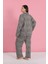 Kadın Büyük Beden Leopar Desenli Düğmeli Pijama Takımı 5