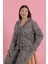 Kadın Büyük Beden Leopar Desenli Düğmeli Pijama Takımı 2