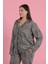Kadın Büyük Beden Leopar Desenli Düğmeli Pijama Takımı 6