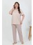 Kadın Büyük Beden Kısa Kol Penye Pijama Takımı Sütlü Kahve 202510 1