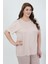 Kadın Büyük Beden Kısa Kol Penye Pijama Takımı Sütlü Kahve 202510 2