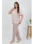 Kadın Büyük Beden Kısa Kol Penye Pijama Takımı Sütlü Kahve 202510 4