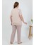 Kadın Büyük Beden Kısa Kol Penye Pijama Takımı Sütlü Kahve 202510 5