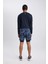 Fit Slim Fit Dar Kesim Desenli Cepli Taytlı Dokuma Şort A6981AX23AU 7