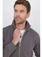 Unisex Relax Fit Rahat Kesim Pamuklu Içi Polarlı Fermuarlı Gri Dik Yaka Flato Cepli Sweatshirt Hırka 2