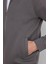Unisex Relax Fit Rahat Kesim Pamuklu Içi Polarlı Fermuarlı Gri Dik Yaka Flato Cepli Sweatshirt Hırka 3