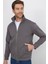 Unisex Relax Fit Rahat Kesim Pamuklu Içi Polarlı Fermuarlı Gri Dik Yaka Flato Cepli Sweatshirt Hırka 4