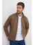 Unisex Relax Fit Rahat Kesim Pamuklu Içi Polarlı Fermuarlı Kahverengi Dik Yaka Flato Cep Sweatshirt Hırka 1