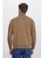 Unisex Relax Fit Rahat Kesim Pamuklu Içi Polarlı Fermuarlı Kahverengi Dik Yaka Flato Cep Sweatshirt Hırka 7