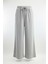 4757 Kadın Lastikli Bol Paça Örme Dökümlü Selanik Pantalon Gri 1