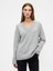 Kadın Gri Oversized V Yaka Kazak 1