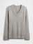 Kadın Gri Oversized V Yaka Kazak 2