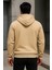 Erkek Trend Kışlık Krem Oversize Sweatshirt 6