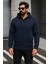 Erkek Trend Kışlık Lacivert Oversize Sweatshirt 2