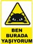 Ben Burada Yaşıyorum Kedi Dijital Uv Folyo Yapışkan Baskı Uyarı Etiket Sticker 25X35 1