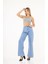 Kadın Yüksek Bel Geniş Paça Yüksek Bel Denim Kot Pantolon 1
