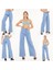 Kadın Yüksek Bel Geniş Paça Yüksek Bel Denim Kot Pantolon 8