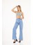 Kadın Yüksek Bel Geniş Paça Yüksek Bel Denim Kot Pantolon 11