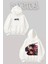 Tanjiro Anime Karakterleri Sırt Baskılı Beyaz Kapüşonlu Sweatshirt 1