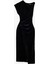 Slim Fit Asimetrik Yaka Düğüm Detaylı Kruvaze Kadife Elbise 1