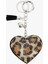 Püsküllü Taşlı Leopar Desenli Kalpli Anahtarlık 1