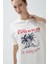 Kadın Ekru Renk Baskılı Oversize T-Shirt 1