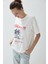 Kadın Ekru Renk Baskılı Oversize T-Shirt 2