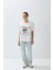 Kadın Ekru Renk Baskılı Oversize T-Shirt 4