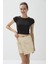 Kadın Kahve Renk Kısa Kollu Crop T-Shirt 1
