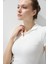 Kadın Ekru Renk Polo Yakalı Kısa Kollu T-Shirt 3