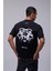 Siyah Oversize Melek Baskılı Tişört 3