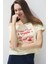 Kadın Butter Renk Baskılı Kayıkçı Yaka Kısa Kollu T-Shirt 1
