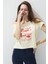 Kadın Butter Renk Baskılı Kayıkçı Yaka Kısa Kollu T-Shirt 2