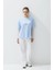 Kadın Mavi Renk Baskılı Oversize T-Shirt 4