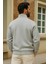 Erkek Kışlık Gri Oversize Fermuarlı Sweatshirt 6