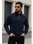 Erkek Trend Kışlık Lacivert Fermuarlı Sweatshirt 1